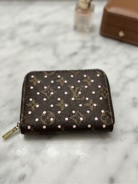 Brown/Pink Perf short Zip Wallet